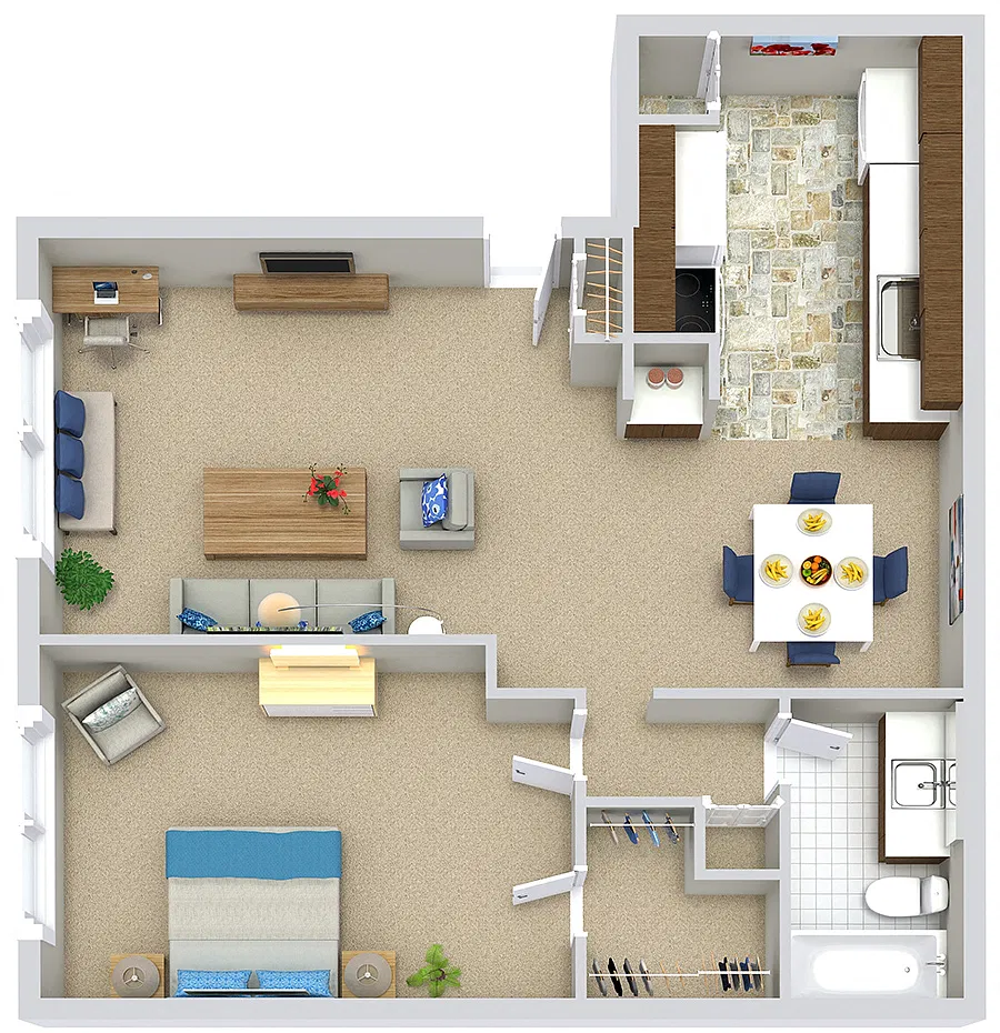 Floor plan 1 Bedroom 1 Bath