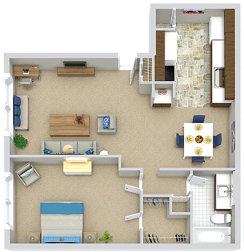 Floor plan 1 Bedroom 1 Bath