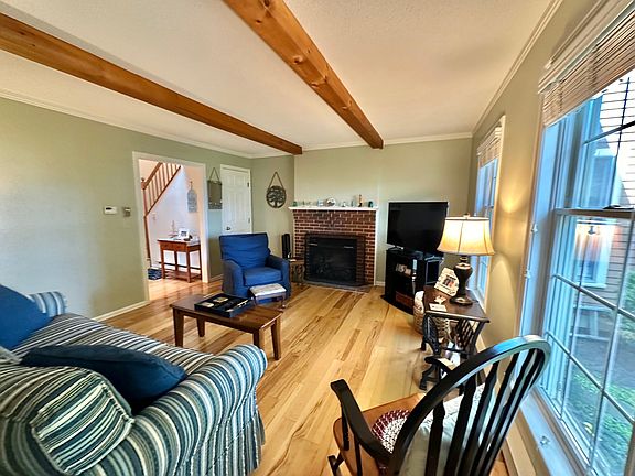 Living room with fireplace.