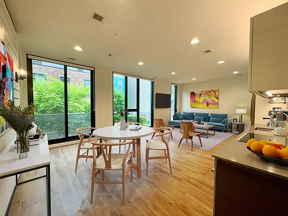 Dining / living room with courtyard view