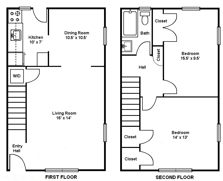 Floor plan 2-Bedroom End Unit Townhouse
