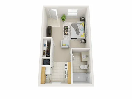 Floor plan 0 Bedroom 1 Bathroom