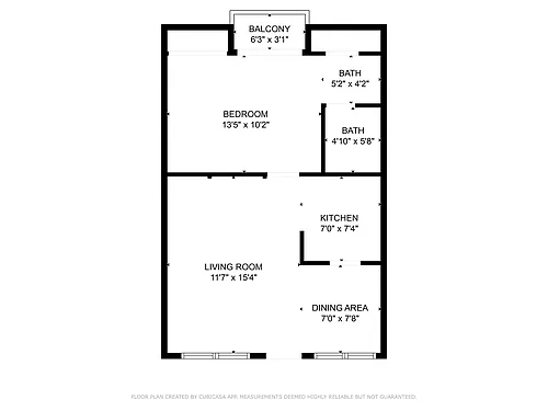 Floor plan A2 - 1 Bedroom 1 Bathroom