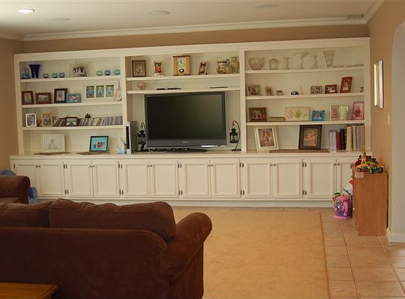 Family room with built in entertainment unit