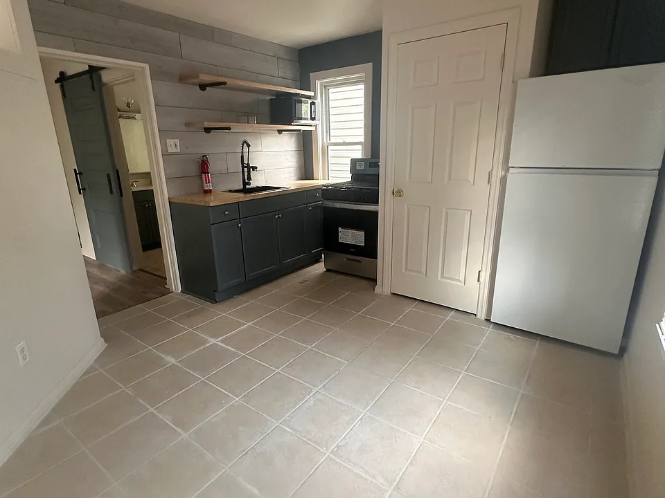 Spacious kitchen with room for dining, abundant closet space, and modern appliances.
