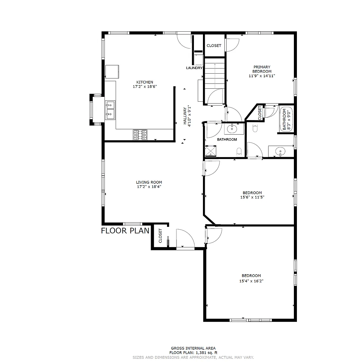 Floor plan 3 Beds and 2 Baths