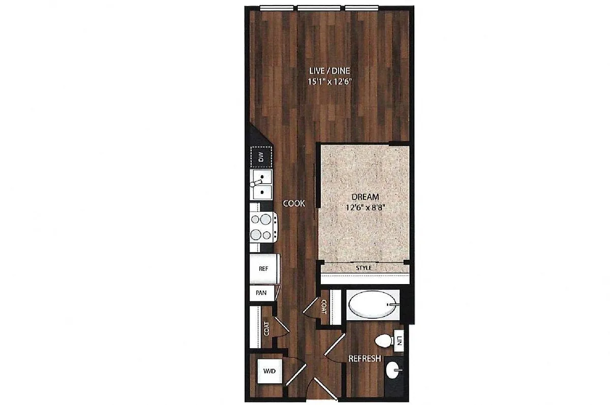 Floor plan Phase II 1x1 B