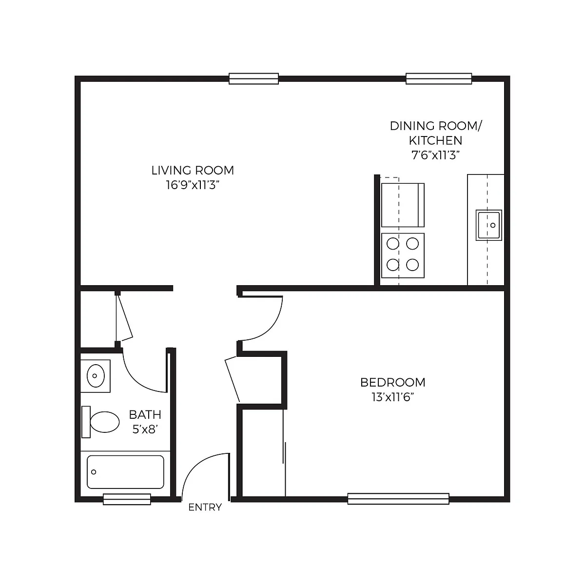Floor plan 1 Bed 1 Bath