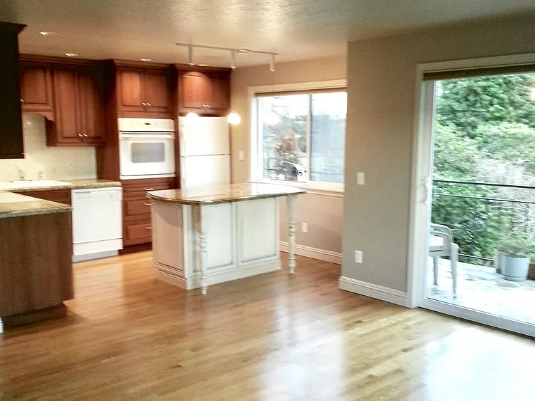 Kitchen, living, dining