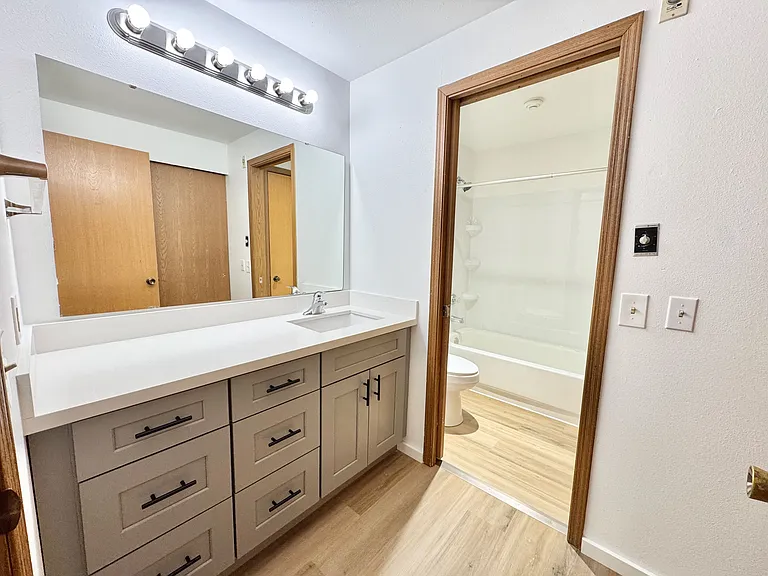 Jack and Jill style bathroom accessible from each bedroom.