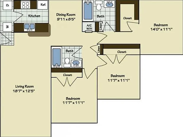 3 Bedroom | 2 Bath | 1228 SF 3 Bedroom | 2 Bath | 1228 SF