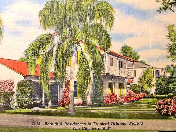 50's postcard Beautiful House in Orlando