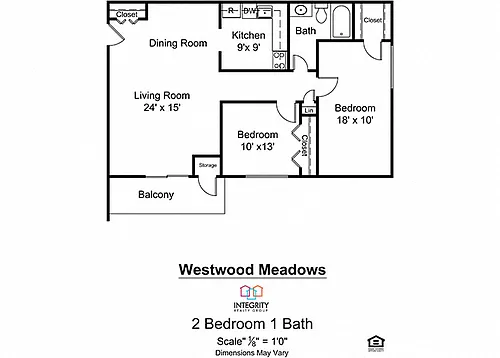 Floor plan 2 Bedroom 1 Bath