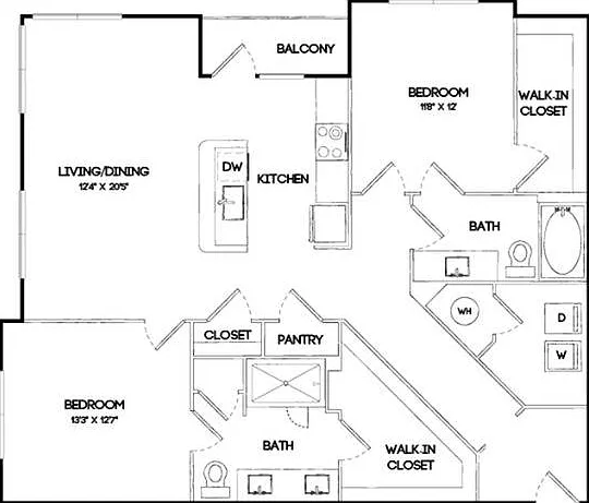B2 | 2 bed 2 bath | 1262 sq ft B2 | 2 bed 2 bath | 1262 sq ft