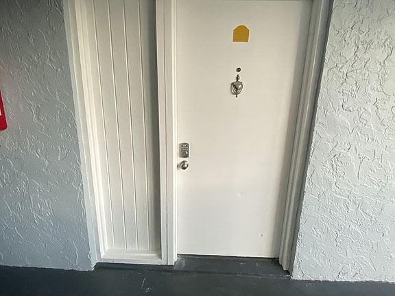 Front door with keypad entry lock