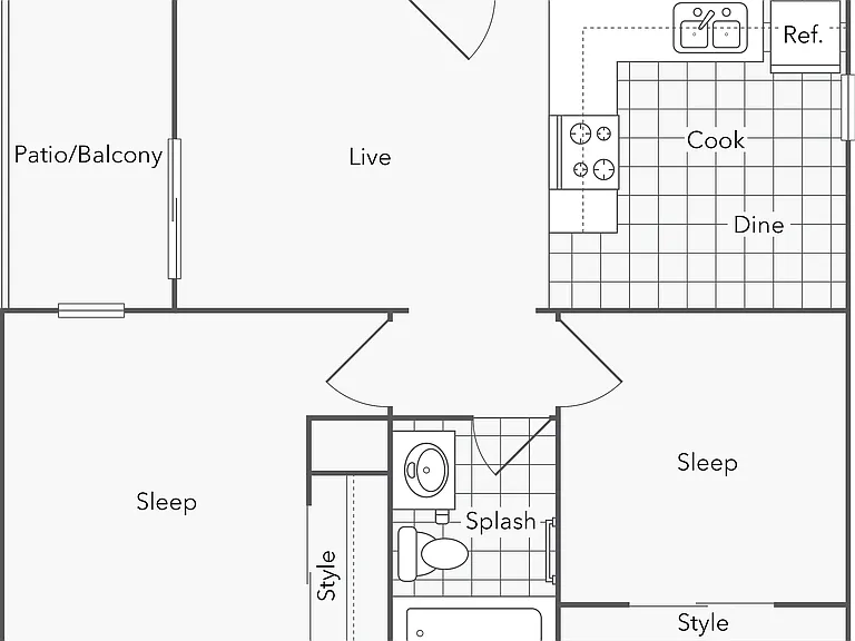 Marina | 2-Bedroom Floorplan Marina | 2-Bedroom Floorplan