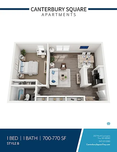 Floor plan 1 Bedroom 1 Bathroom Extended