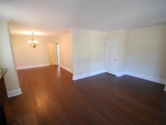 View of the living room and dining room.