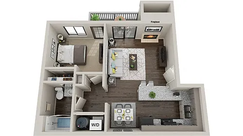 Floor plan One Bedroom and One Bath