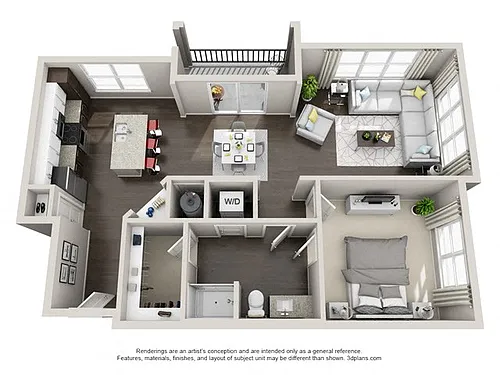 Floor plan 1 Bedroom 1 Bath A12