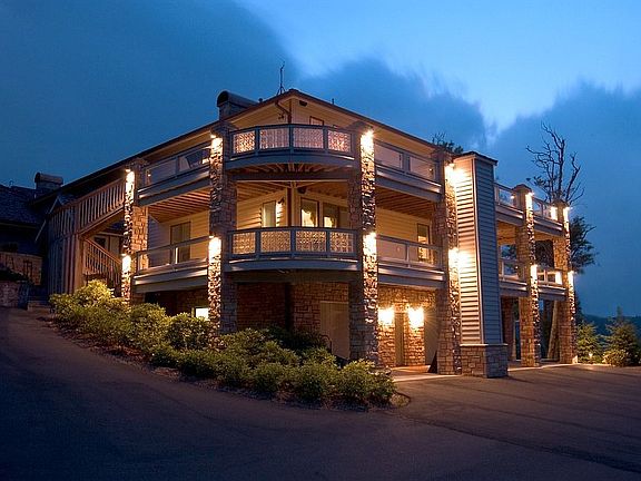 Lower entrance and garages