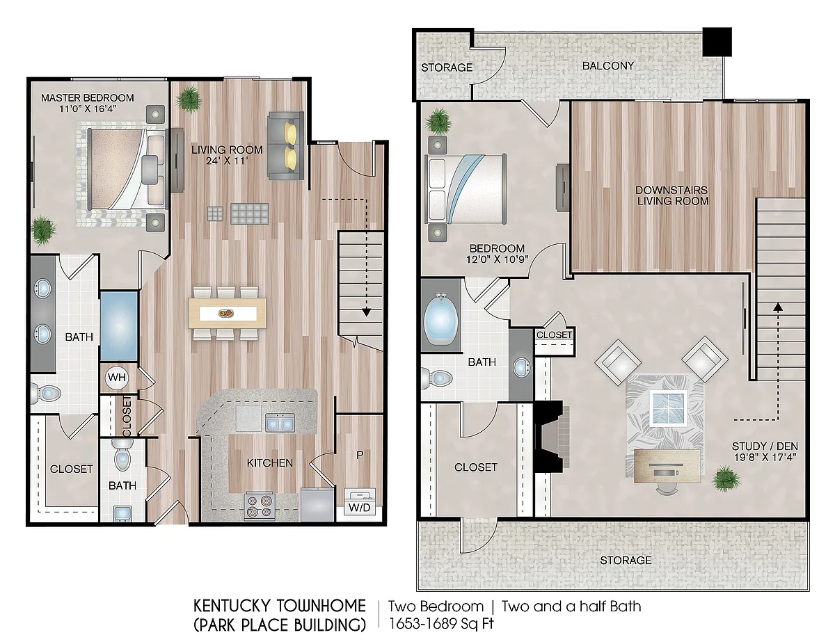 Floor plan Kentucky Townhome (Parkside Building)