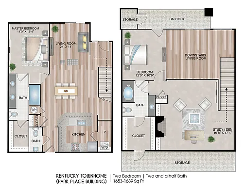 Floor plan Kentucky Townhome (Parkside Building)