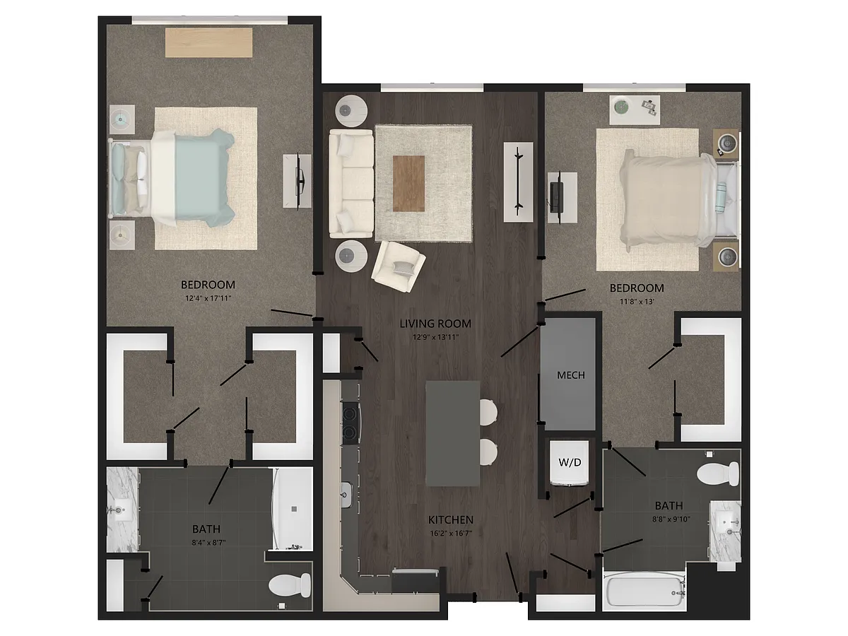 Floor plan 2 Bed/2 Bath-B13