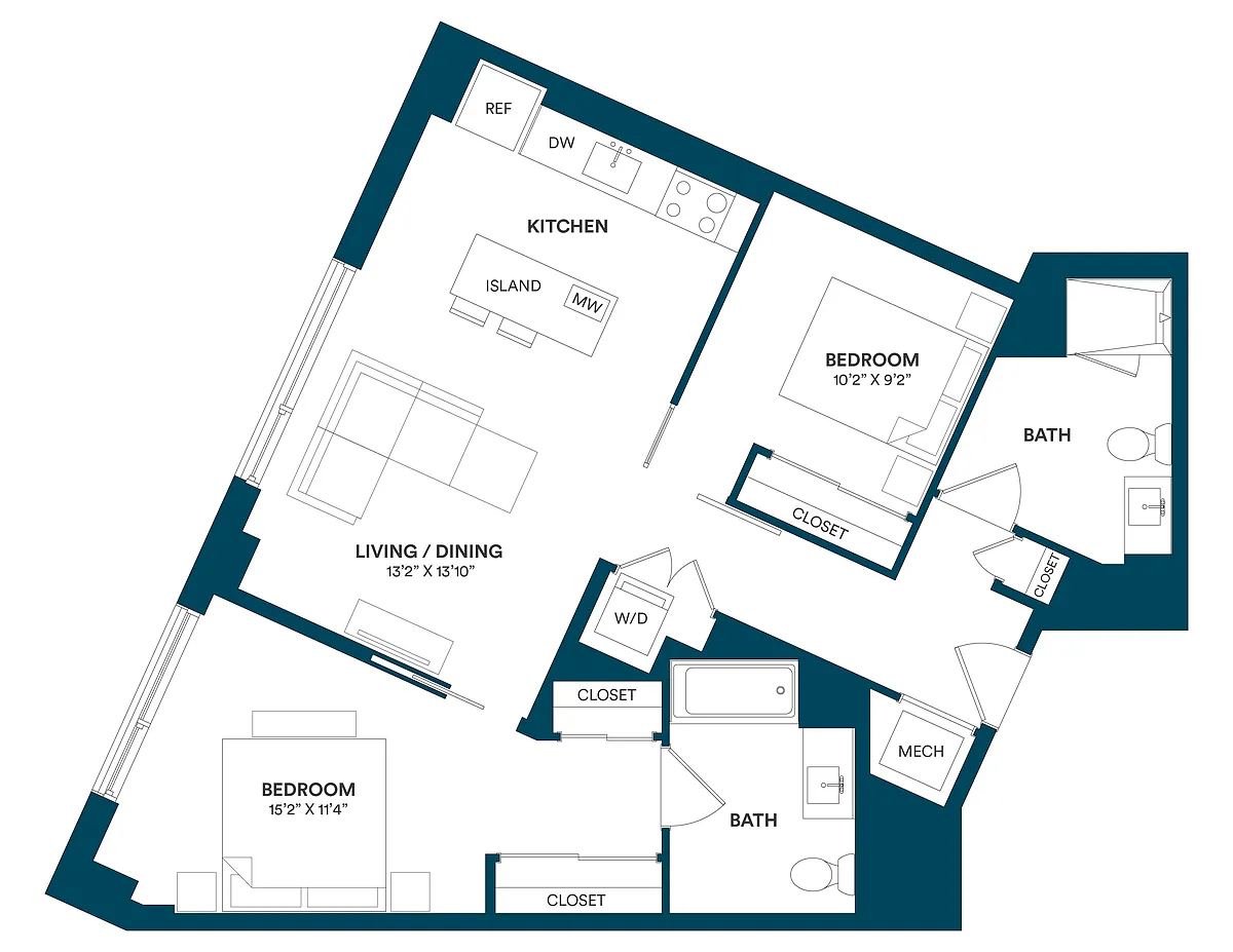Floor plan 2 Bed/2 Bath JR-C TYP 07