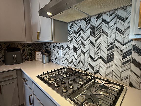 Gas stove in kitchen