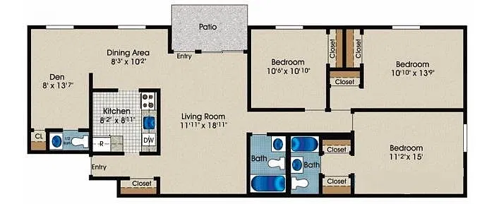Floor plan Three Bedroom