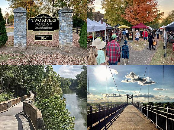 Two River Mansion is just two blocks away, host to many events - including the Donelson Farmer's Market every Friday from March through October.