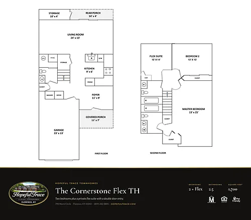 Floor plan Two Bed + Flex Suite, Two and a Half Bath TH