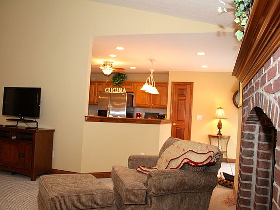 family room into kitchen