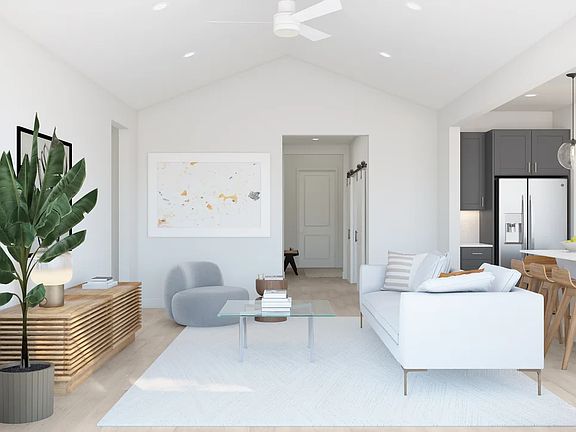 Great room with vaulted ceiling