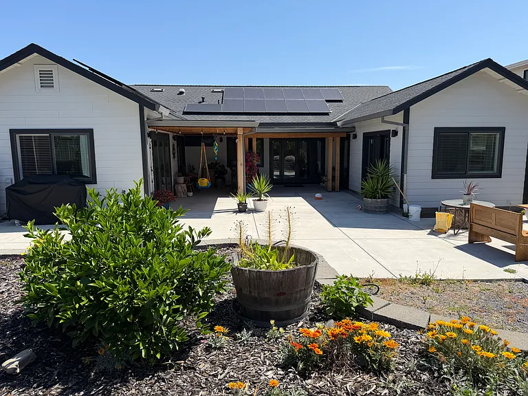 Facing the back of the house