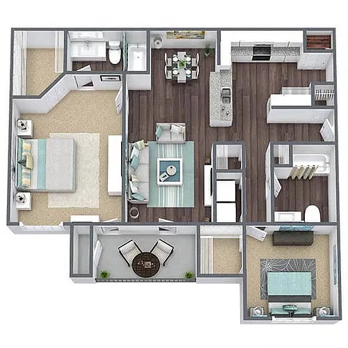 Floor plan B1: 2 Bed 2 Bath