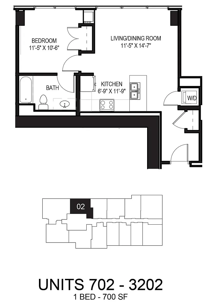 Floor plan 1 Bed/1 Bath-02