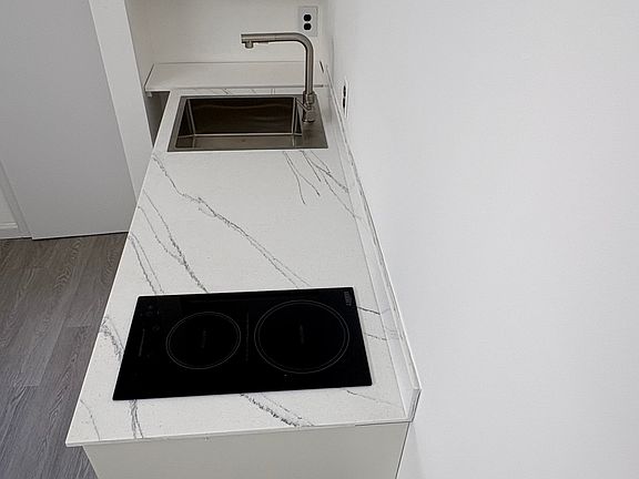 Kitchenette and shelves