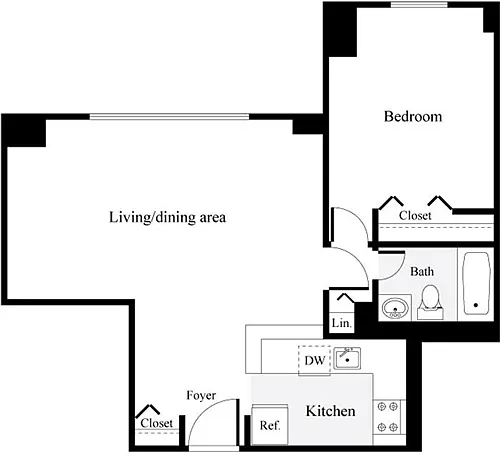 Floor plan 1 Bedroom K