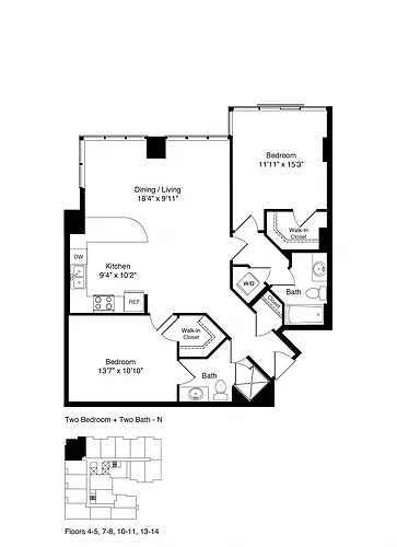 Floor plan TWO BEDROOMS N