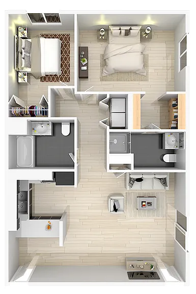 Floor plan 2 Bed 2 Bath