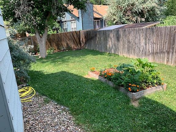 Back Yard View of back yard with raised garden