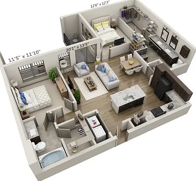Floor plans are artist's rendering. All dimensions are approximate. Actual product and specifications may vary in dimension or detail. Not all features are available in every apartment. Prices and availability are subject to change. Floor plans are artist