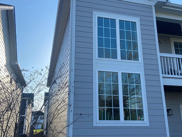 Stairwell windows and side of house