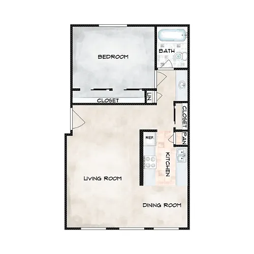Floor plan 1 Bed 1 Bath