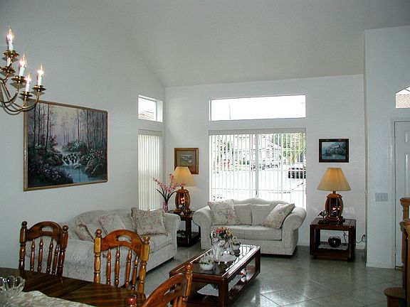 Elegant living room with vaulted ceilings