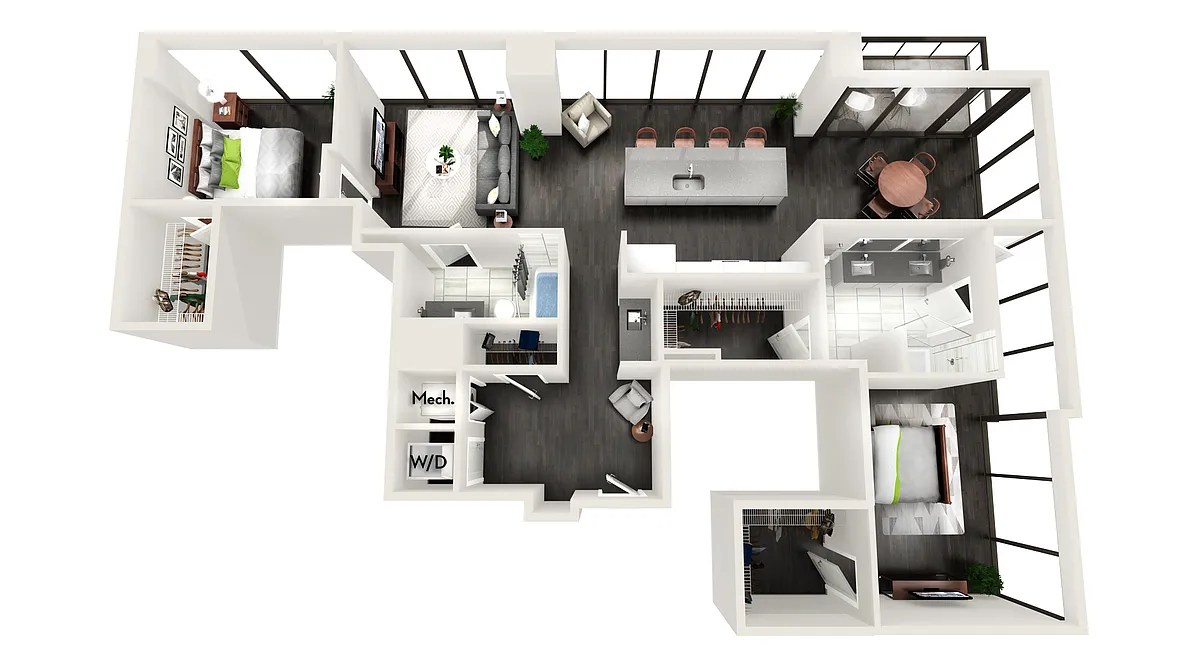Floor plan AZC8 2 BEDROOM AND 2 BATH
