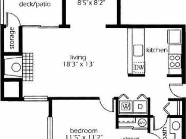 1 Bed 1 Bath Floor Plan with Den 1 Bed 1 Bath Floor Plan with Den