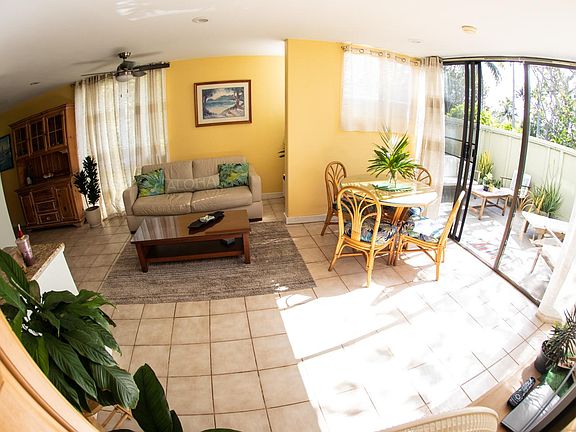 Fisheye of living, dining and front Lanai